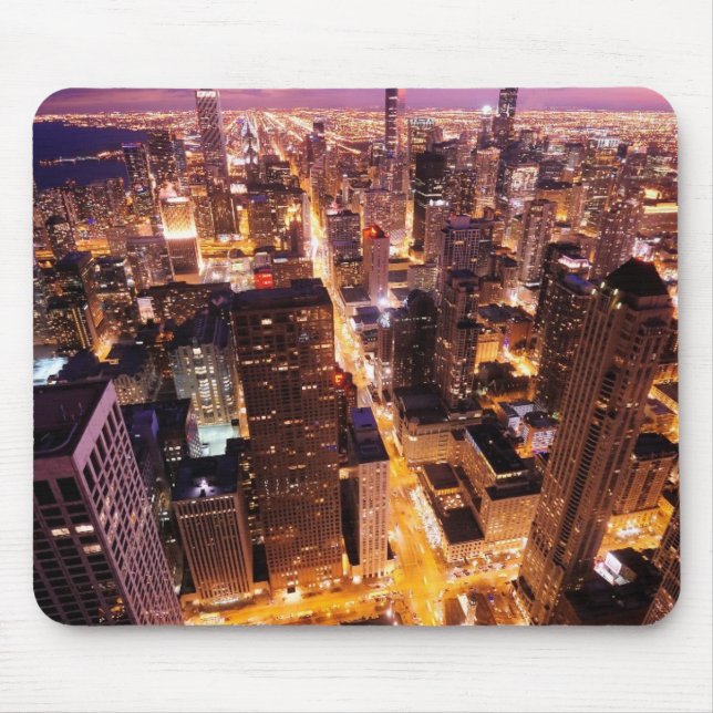 Cityscape på natten av Chicago Musmatta (Framsidan)