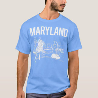 Cityscape Sketch Maryland T Shirt