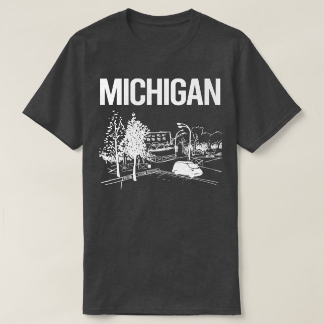 Cityscape Sketch Michigan T Shirt (Design framsida)