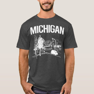 Cityscape Sketch Michigan T Shirt