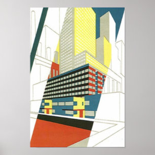 Cityscape-Skyscraper Konkreta arkitektur Poster