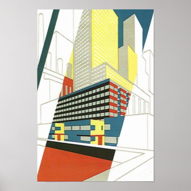 Cityscape-Skyscraper Konkreta arkitektur Poster (Framsidan)