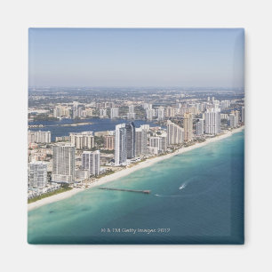 Cityscape som sett från luft, Miami, Florida Magnet