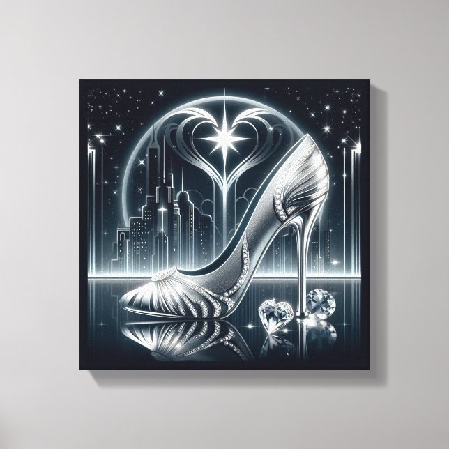 CityScape, Stilettos och Diamonds Canvastryck (Framsida)