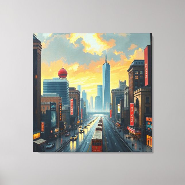 Cityscape Sunset Canvastryck (Framsida)