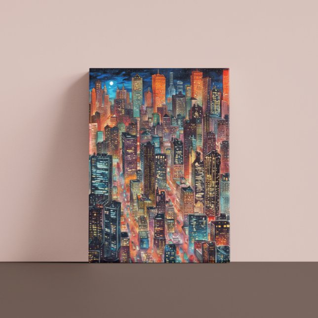 Cityscape vid nattligt Kanvastryck (Skapare uppladdad)