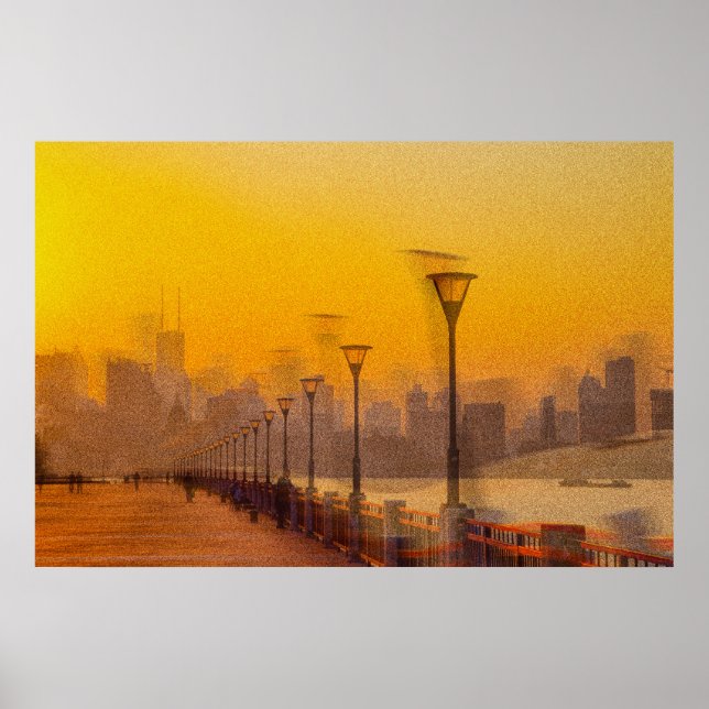 Cityscape vid solnedgång poster (Framsidan)
