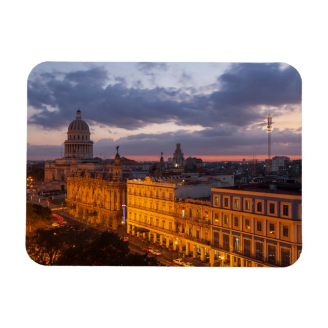 Cityscape vid sunset, Havana, Kuba Magnet (Horisontell)