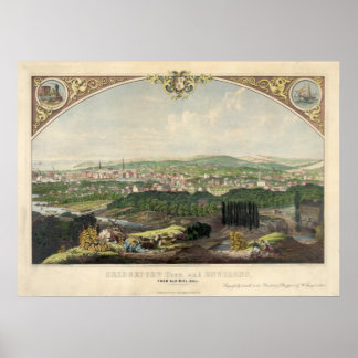 Cityscape View of Bridgeport, Connecticut 1857 Poster