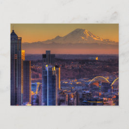 Cityscape view of Seattle-by, fotboll Vykort