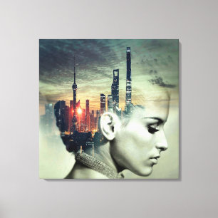 Cityscape Women Canvastryck