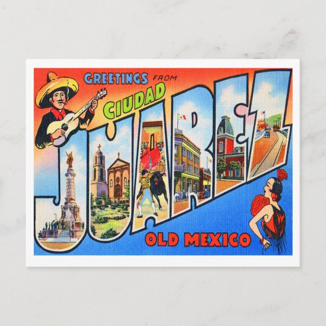 Ciudad Juarez Gamla Mexiko Vykort (Framsida)