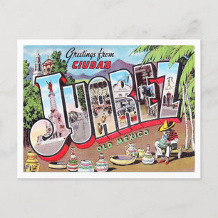 Ciudad Juarez, Mexico Vintage Big Brev Postcard Vykort