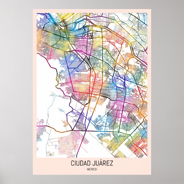 Ciudad Juárez Mexiko Karta Poster (Framsidan)
