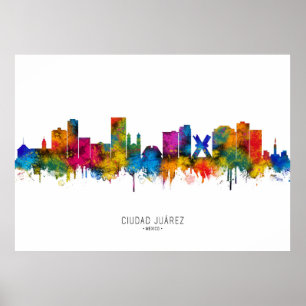Ciudad Juárez Mexiko Siluett Poster