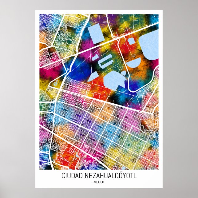 Ciudad Nezahualcóyotl Mexico City Karta Poster (Framsidan)