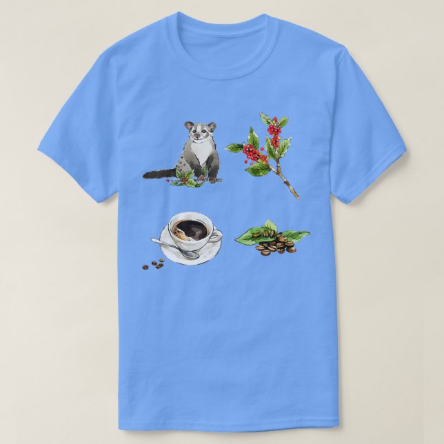 Civet Luwak Coffee Set T Shirt (Design framsida)