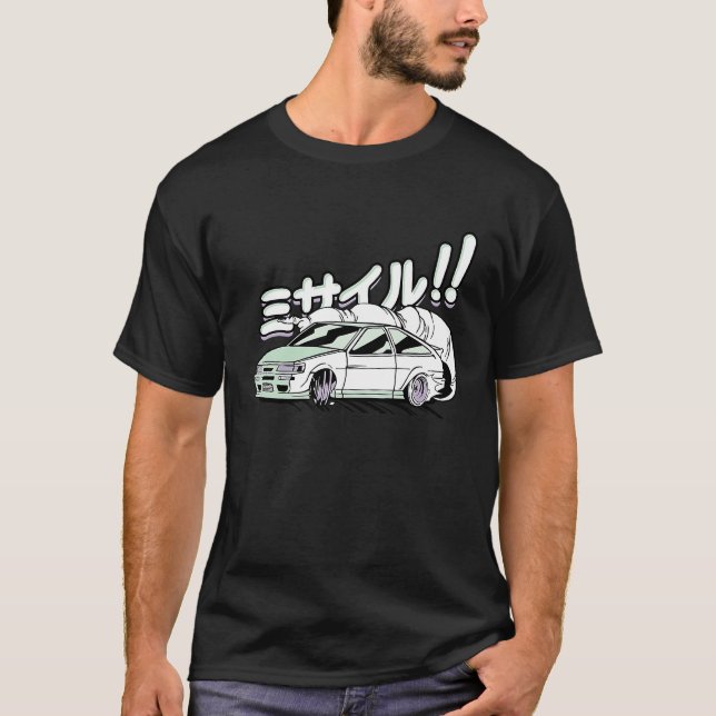 Civic EF Hatch Tuner Grafik  Auto Racing Bil Kör T Shirt (Framsida)