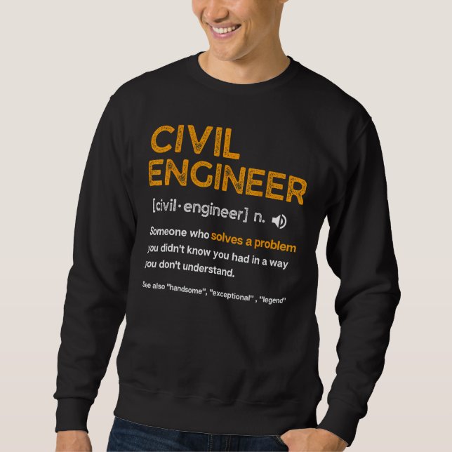 Civil Engineer Funny Definition Engineering Lång Ärmad Tröja (Framsida)