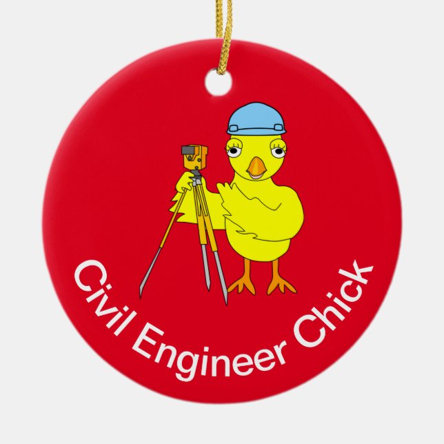 Civil Engineering Chick Ceramic Ornament (Framsidan)