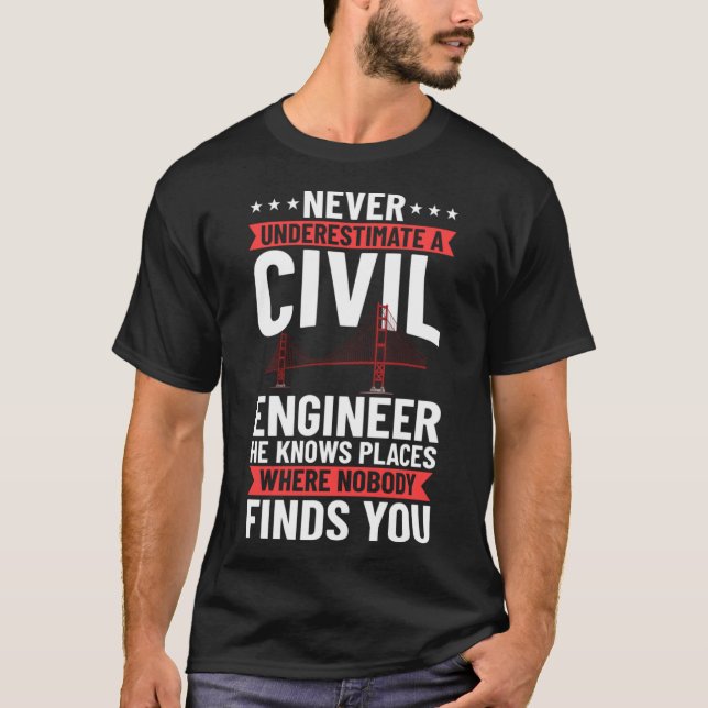 Civil Ingenjör Bridge Builder Engineering Student T Shirt (Framsida)