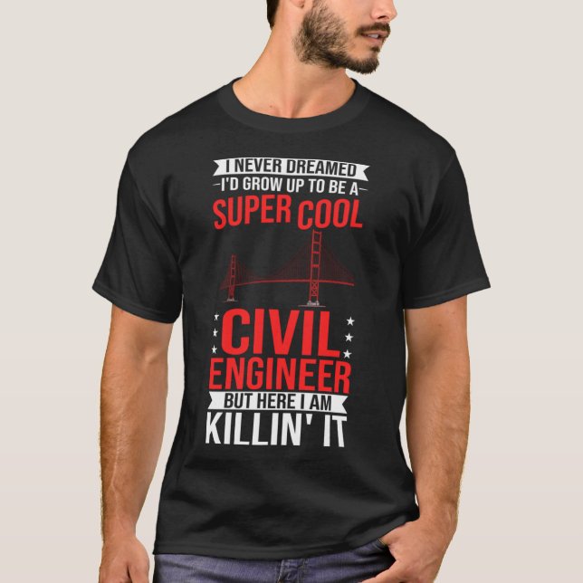 Civil Ingenjör Bridge Builder Engineering Student T Shirt (Framsida)