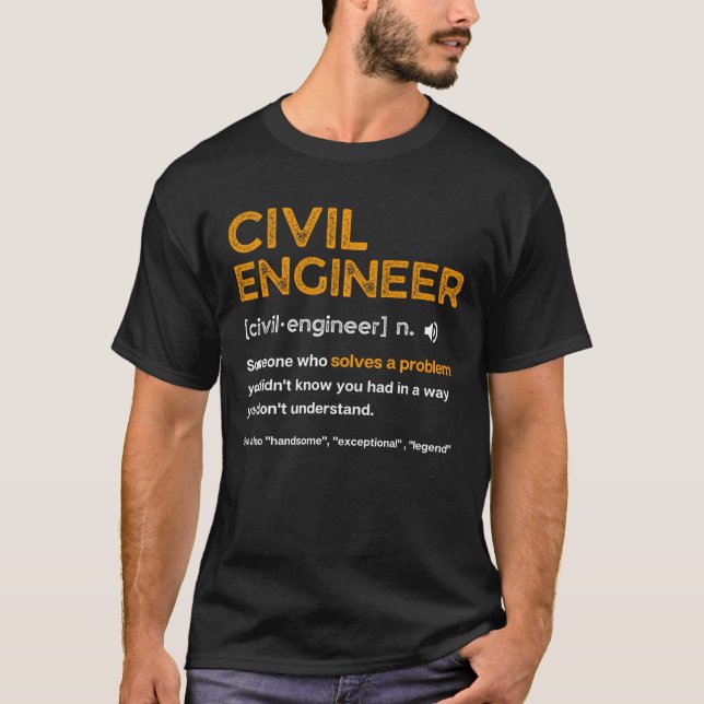 Civil Ingenjör Funny Definition Engineering T Shir Shirt (Framsida)