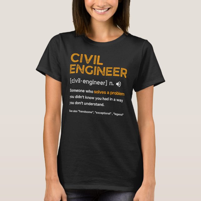 Civil Ingenjör Funny Definition Engineering T Shirt (Framsida)