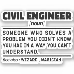 Civil Ingenjör Noun Engineering Worker Sarcastic Klistermärken