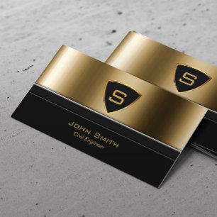 Civil Ingenjör Royal Guld Shield Monogram Visitkort