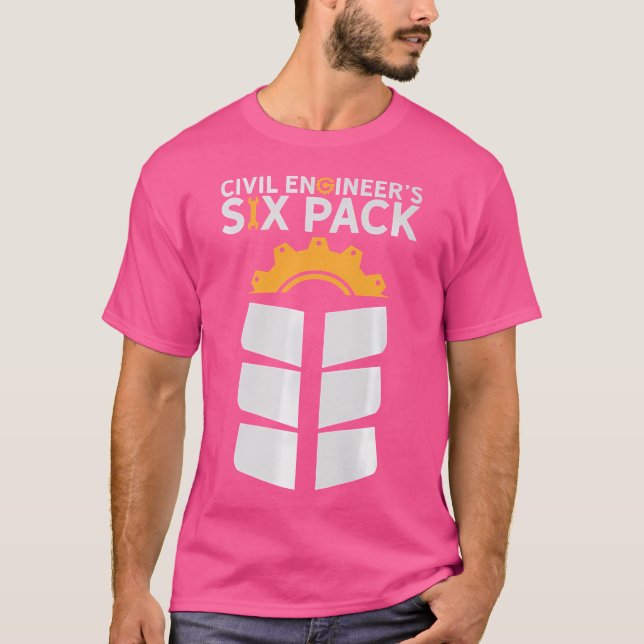 Civil Ingenjör Sex Pack. Ingenjör Engineering Deg T Shirt (Framsida)