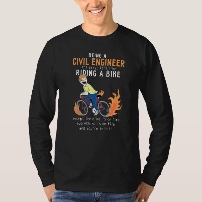 Civil Ingenjör som Riding Bike Cyclist T Shirt (Framsida)