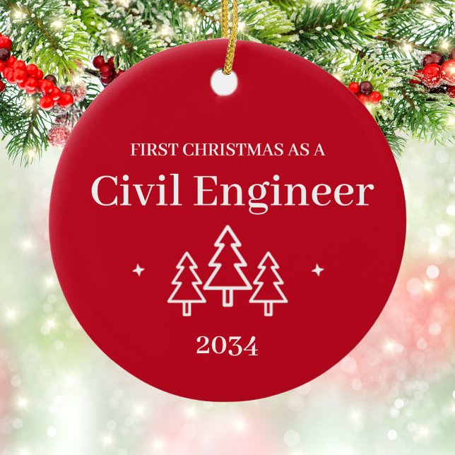 Civil Ingenjör Studenten 1:a juldagen Julgransprydnad Keramik (Civil Engineer Graduation 1st Christmas Ornament
)