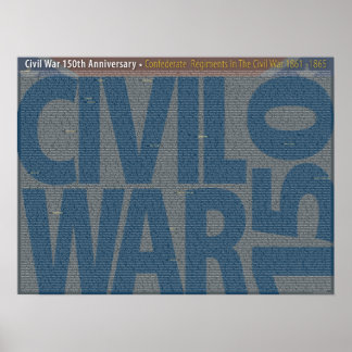 Civil Krig 150 Confederate Regiments Art Poster