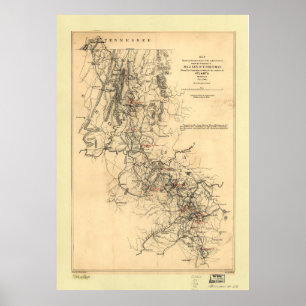 Civil Krig Atlanta Kampanj Karta 1 september 1864 Poster