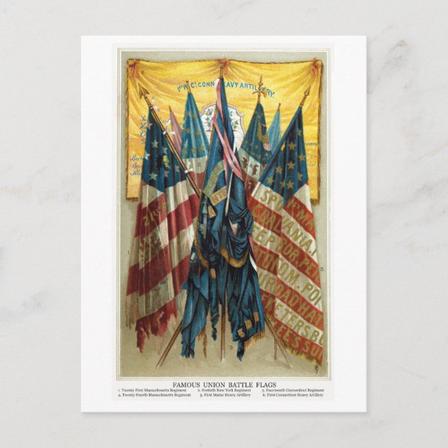 Civil Krig Battle Flaggor n.3 Vykort (Framsida)