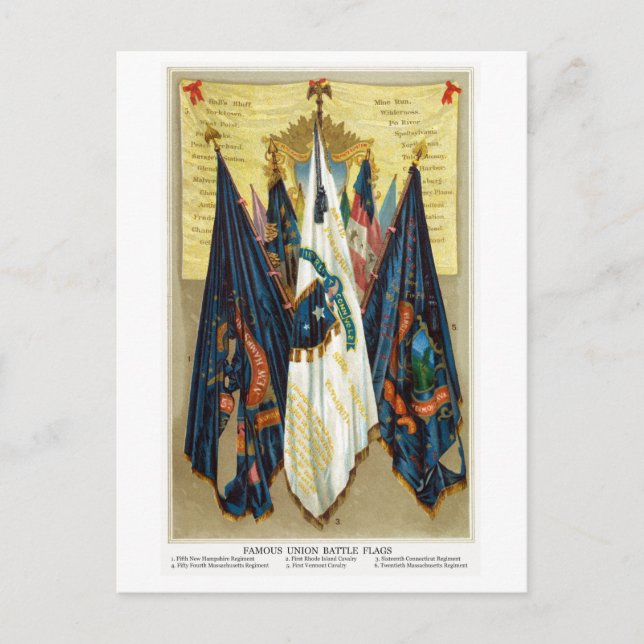 Civil Krig Battle Flaggor nr 4 Vykort (Framsida)