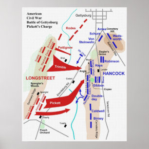 Civil Krig Battle of Gettysburg Picketts Charge Ka Poster