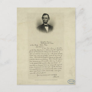 Civil Krig Brev från Abraham Lincoln till Bixby Vykort