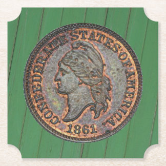 Civil Krig ⚔️ Confederate Penny Wood Wall Grönt Underlägg Papper