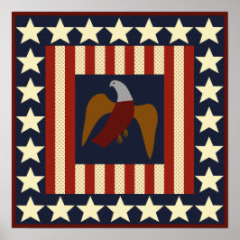 Civil Krig Era Stars och Eagle Quilt Square Poster