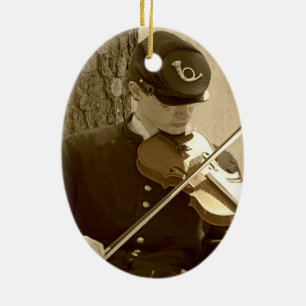 Civil Krig Fiddle Player Julgransprydnad Keramik