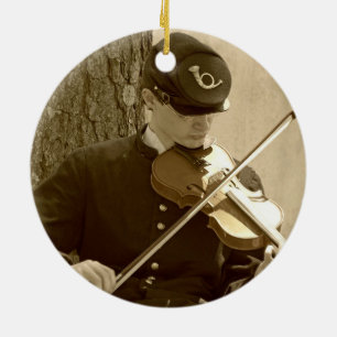 Civil Krig Fiddle Player Julgransprydnad Keramik