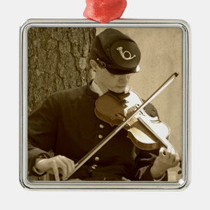 Civil Krig Fiddle Player Julgransprydnad Metall
