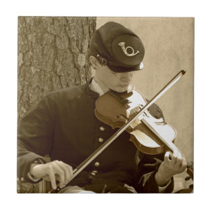 Civil Krig Fiddle Player Kakelplatta