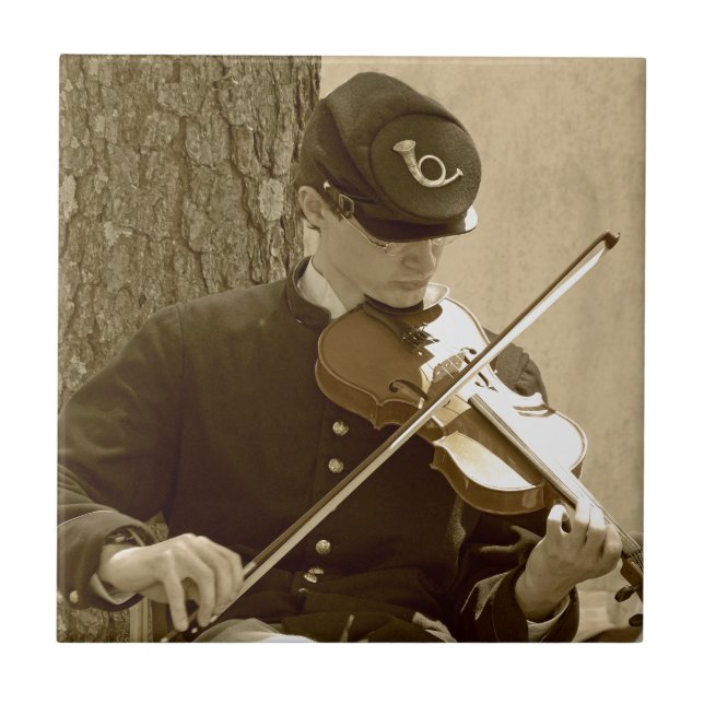 Civil Krig Fiddle Player Kakelplatta (Framsidan)