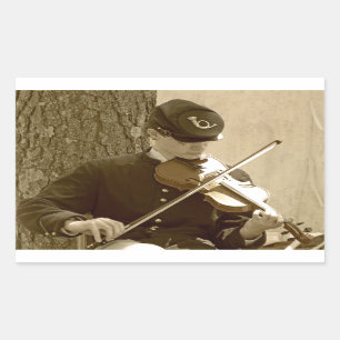 Civil Krig Fiddle Player Rektangulärt Klistermärke
