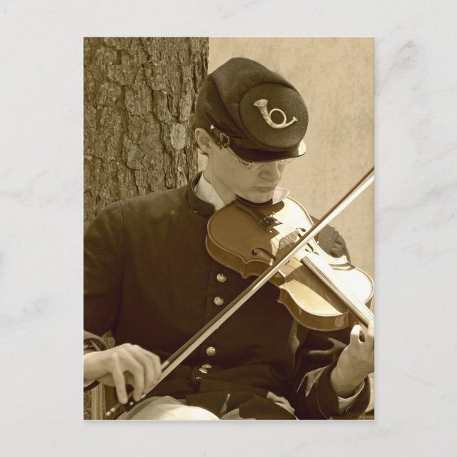 Civil Krig Fiddle Player Vykort (Framsida)