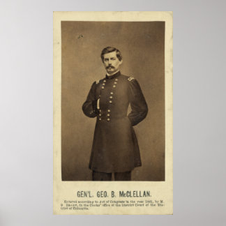 Civil Krig General George B McClellan Print Poster