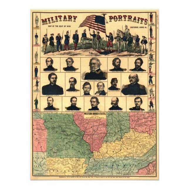 Civil Krig Gräns Militär Porträtt 1861, återställd Fototryck (Framsidan)